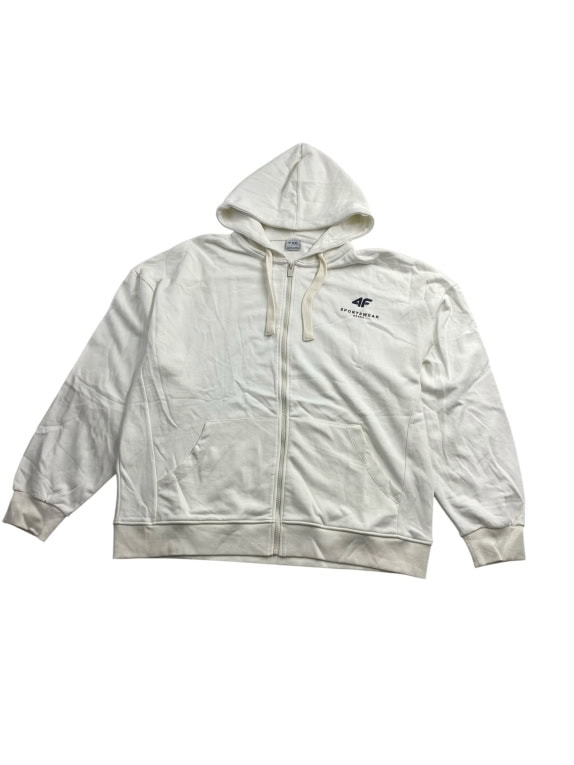 4F Felpa casual con cappuccio logo bianca da uomo XXL