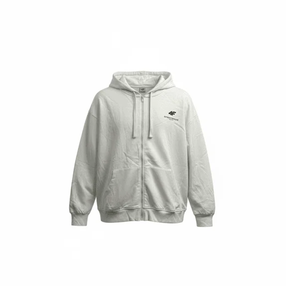 4F Felpa casual con cappuccio logo bianca da uomo XXL