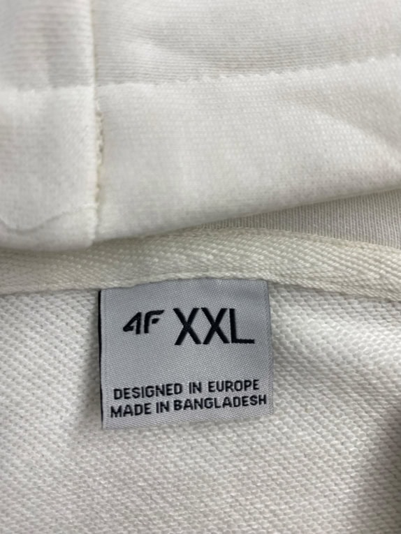 4F Felpa casual con cappuccio logo bianca da uomo XXL