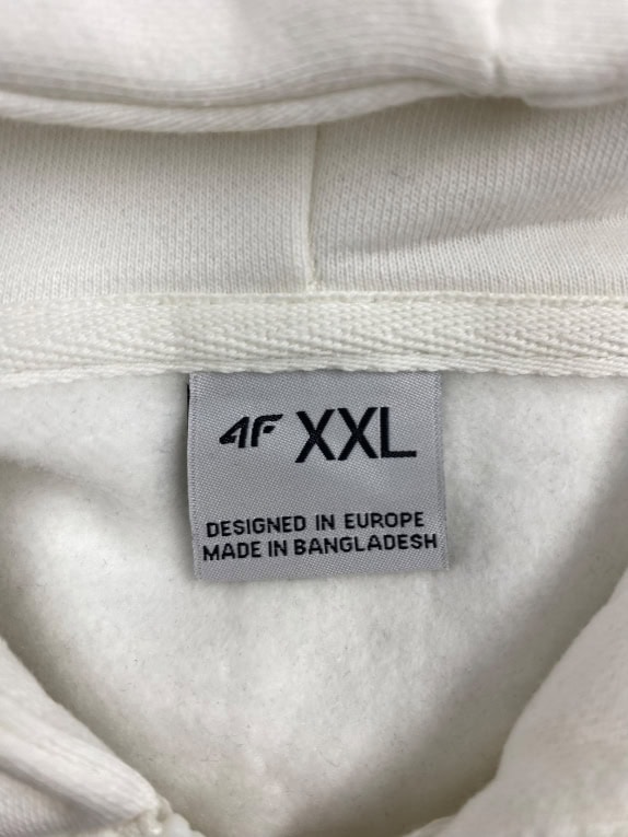 4F Felpa con cappuccio zip casual con stampa bianca da uomo XXL