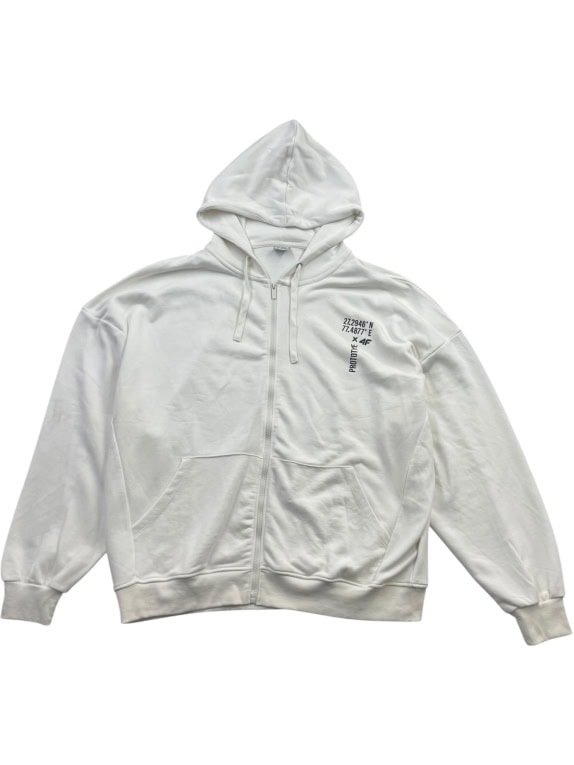 4F Ζακέτα Φούτερ με Κουκούλα Logo Λευκό Unisex XXL