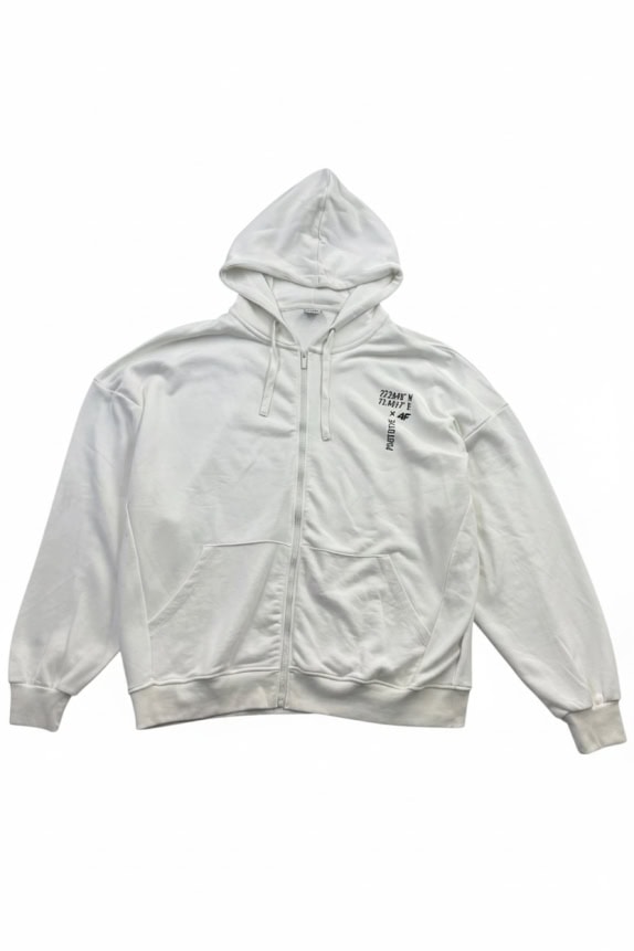 4F Felpa con Cappuccio Logo Bianca Unisex XXL