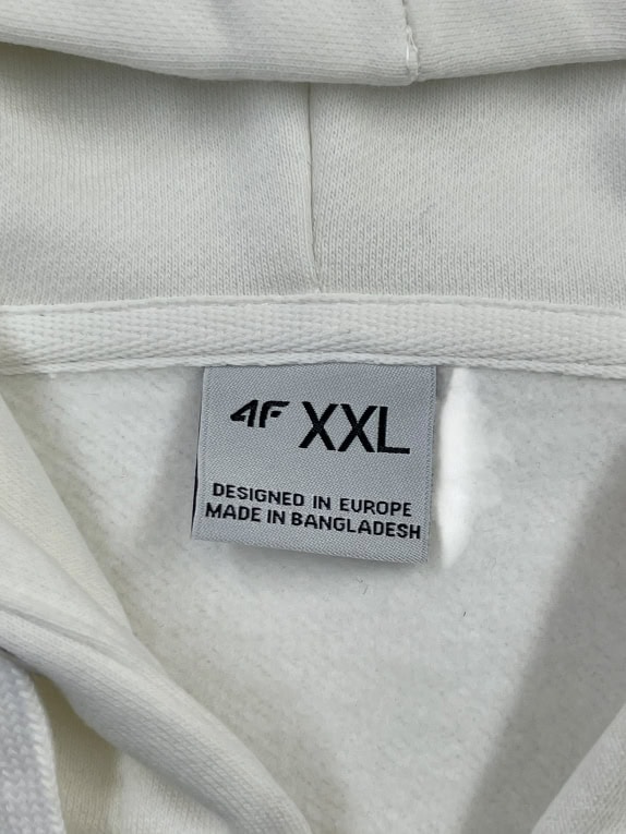 4F Zip Hoodie Logo Λευκό Unisex XXL