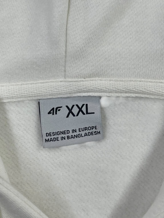 4F Zip Hoodie Logo Λευκό Unisex XXL