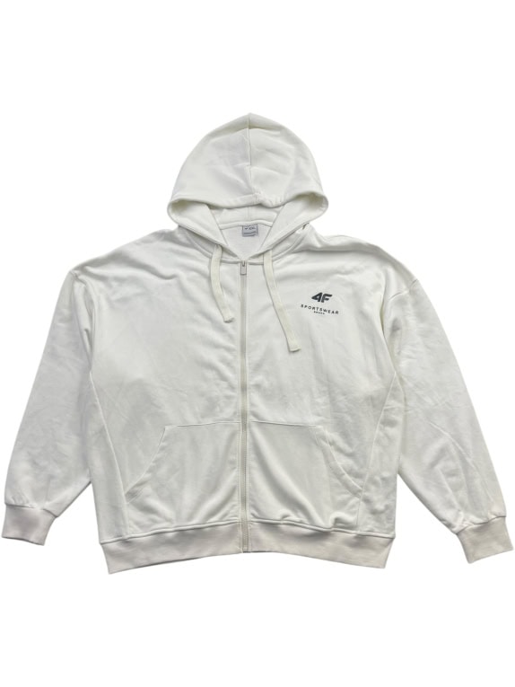 4F Zip Hoodie Logo Λευκό Unisex XXL