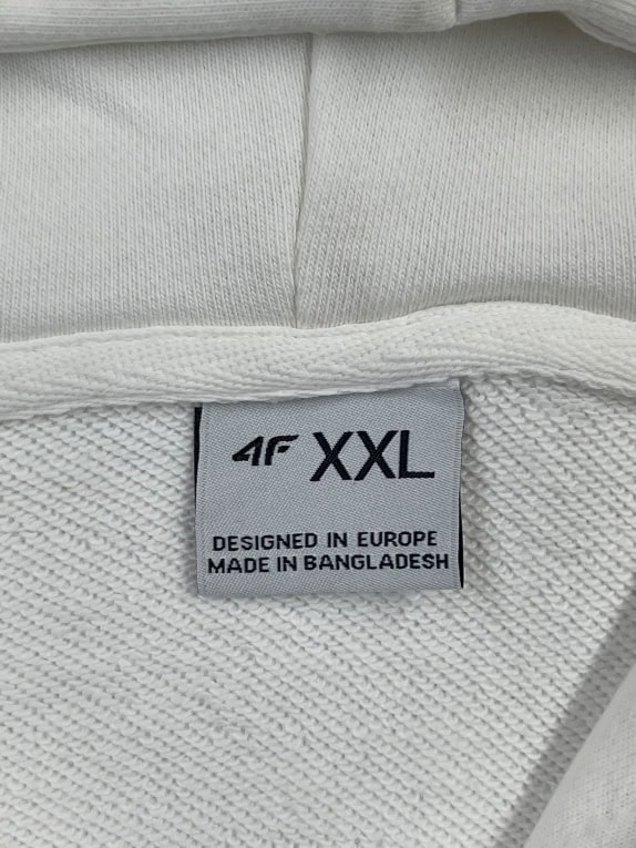 4F Zip Hoodie Logo Λευκό Unisex XXL