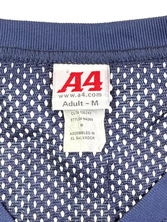 A4 FOOTBALL JERSEY SPORTSWEAR NAVY UNISEX PRE OWNED M