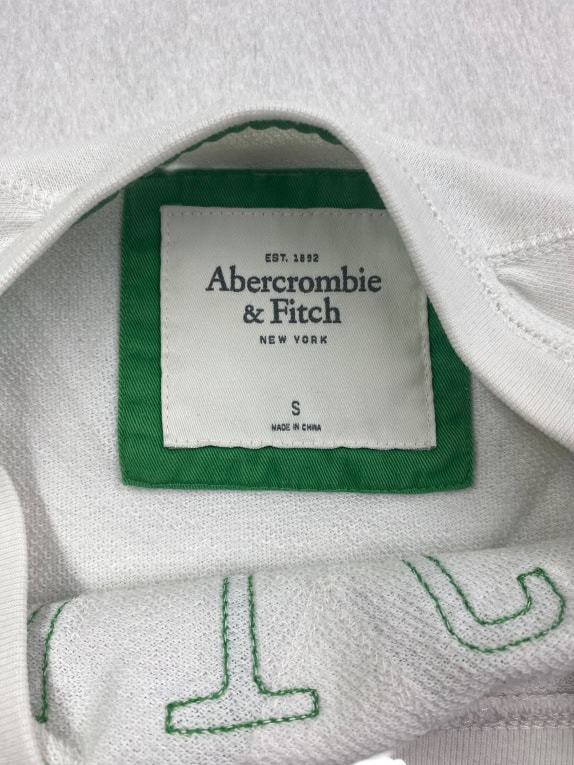 Abercrombie & Fitch Φούτερ Cropped Casual Logo Λευκό Γυναικείο S
