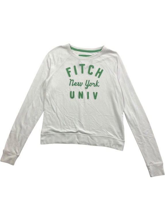Abercrombie & Fitch Φούτερ Cropped Casual Logo Λευκό Γυναικείο S