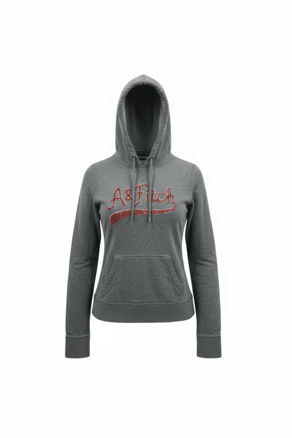 ABERCROMBIE & FITCH Φούτερ Hoodie Vintage Με Κεντημένο Λογότυπο Γκρι Γυναικείο S