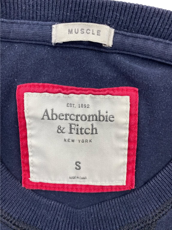 ABERCROMBIE & FITCH Μπλούζα Μακρυμάνικη Με Λογότυπο Navy Μπλε Ανδρική S