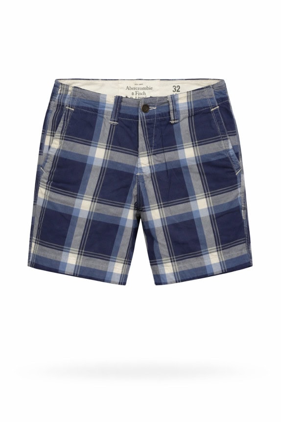 ABERCROMBIE AND FITCH BERMUDA SHORTS PLAID BLUE MEN PRE OWNED S