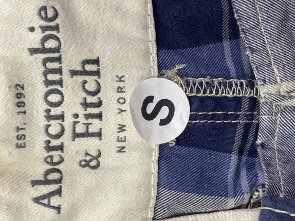 ABERCROMBIE AND FITCH BERMUDA SHORTS PLAID ΜΠΛΕ ΑΝΤΡΙΚΟ PRE OWNED S