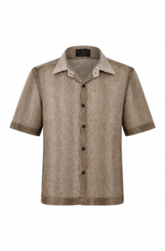 ABERCROMBIE AND FITCH CAMICIA ANIMAL PRINT MARRONE UOMO PRE OWNED S