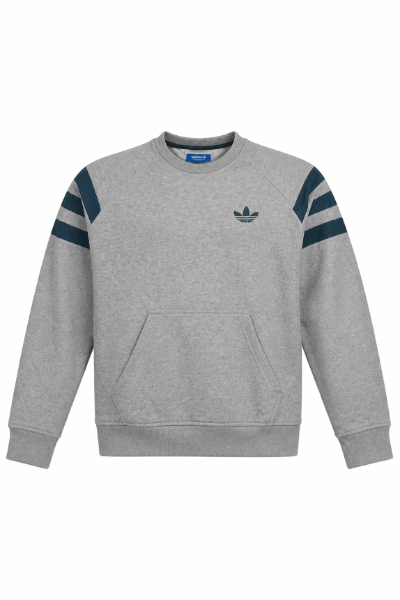 Y2K ADIDAS FELPA CREWNECK MINIMAL GRIGIO UOMO PRE OWNED M