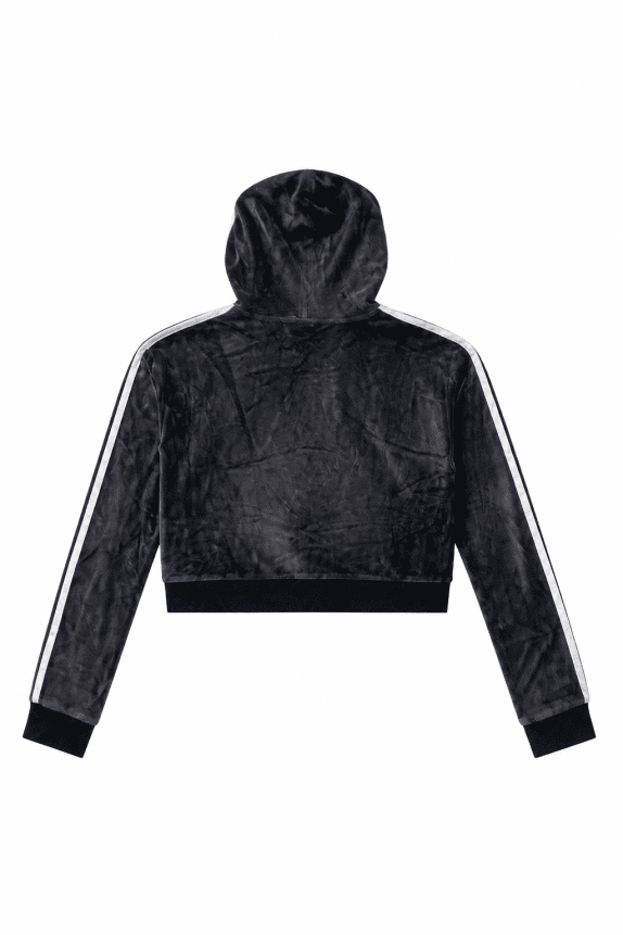 ADIDAS CROP HOODIE STREETWEAR BLACK WOMEN PRE OWNED S