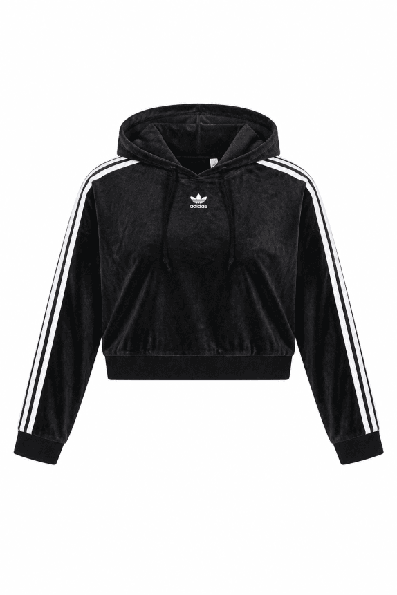 ADIDAS CROP HOODIE STREETWEAR BLACK WOMEN PRE OWNED S