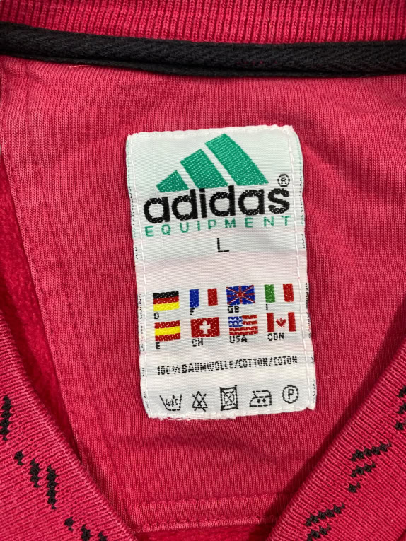 ADIDAS EQUIPMENT VINTAGE 90s SWEATSHIRT JACKET WITH LOGO BURGUNDY MEN'S L