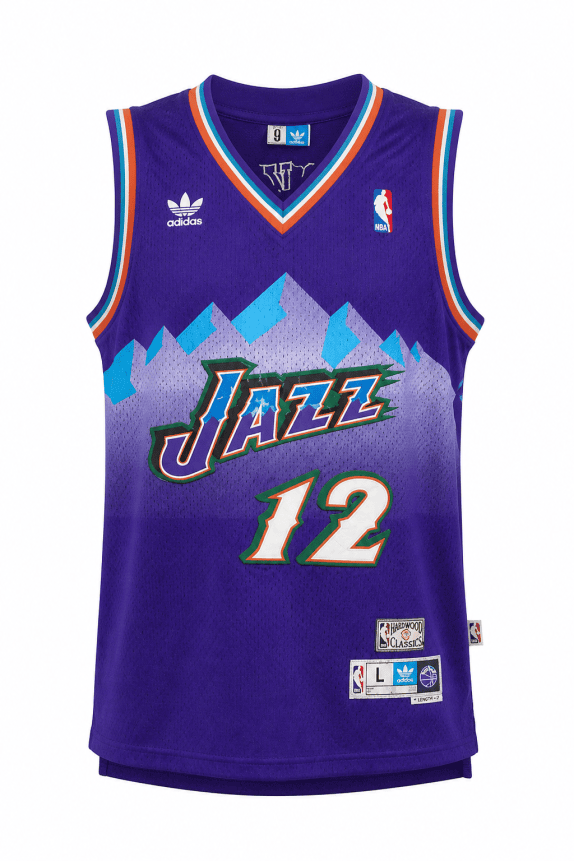 1990s NBA ΦΑΝΕΛΑ ΜΠΑΣΚΕΤ JAZZ VINTAGE ΜΩΒ ΑΝΤΡΙΚΟ PRE OWNED L