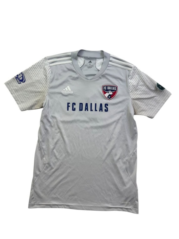 ADIDAS FC DALLAS FOOTBALL JERSEY SPORTSWEAR GREY MENS PRE OWNED M