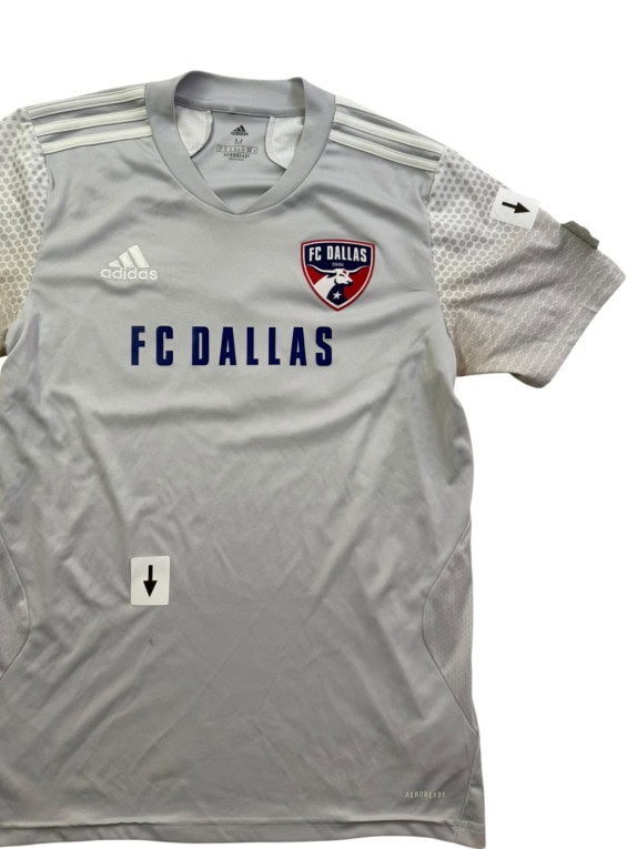 ADIDAS FC DALLAS FOOTBALL JERSEY SPORTSWEAR GREY MENS PRE OWNED M