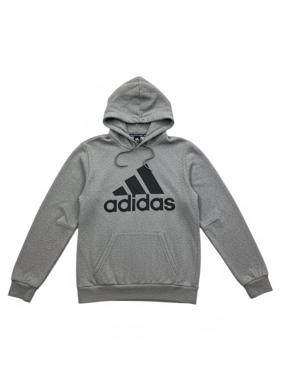 ADIDAS Felpa con cappuccio logo grigia da uomo M