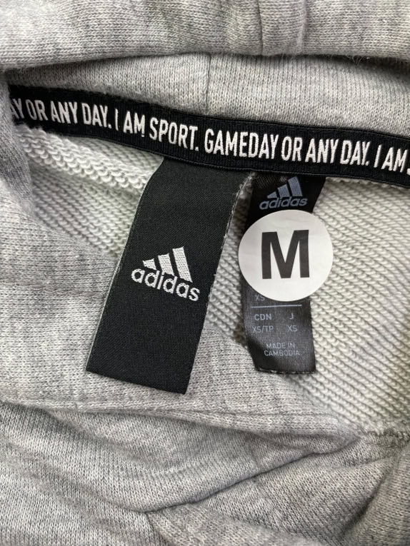 ADIDAS LOGO HOODIE GREY MEN'S M