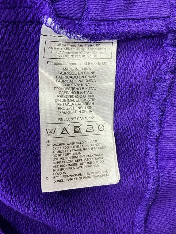 ADIDAS HOODIE BIG LOGO PURPLE WOMENS M