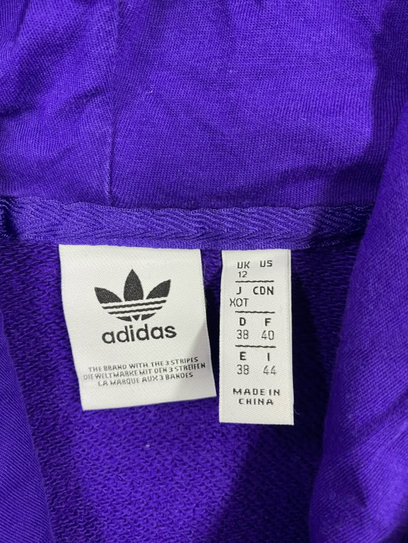 ADIDAS HOODIE BIG LOGO PURPLE WOMENS M