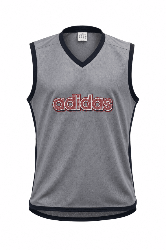1990s ADIDAS CANOTTA BASKET RETRO LOGO GRIGIO UOMO PRE OWNED XL