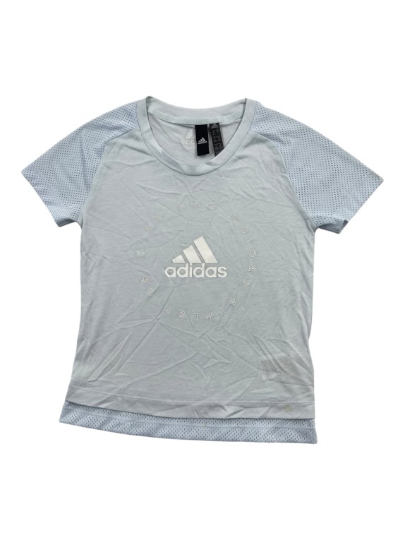 T-shirt sportiva da donna Adidas azzurra con dettagli in mesh