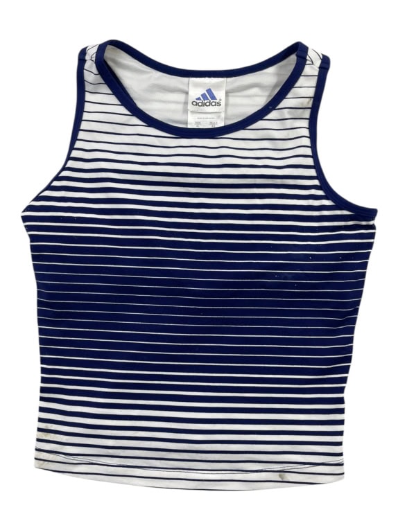 Adidas Γυναικείο Ριγέ Tank Top Μπλε-Λευκό