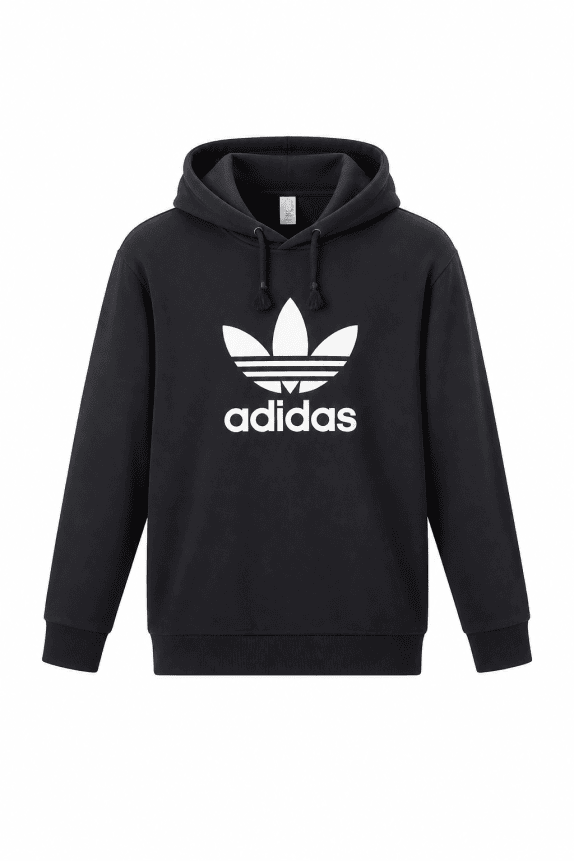 ADIDAS FELPA CON CAPPUCCIO MINIMAL NERO UOMO PRE OWNED L