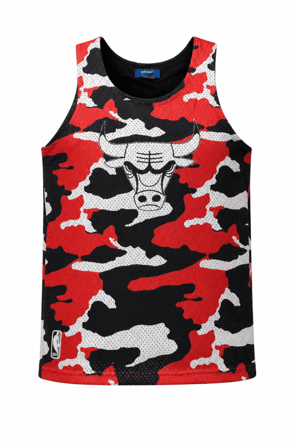 2000s ADIDAS NBA MUSCLE TEE GRAPHIC ΚΟΚΚΙΝΟ ΜΑΥΡΟ ΑΝΤΡΙΚΟ PRE OWNED S