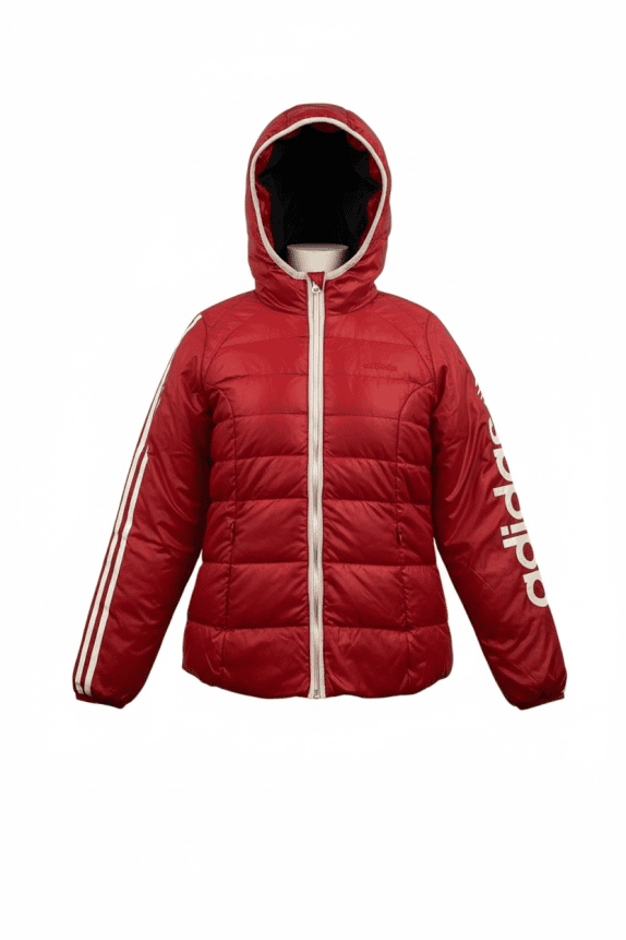 Adidas NEO Μπουφάν Puffer Hooded Logo Κόκκινο Γυναικείο S