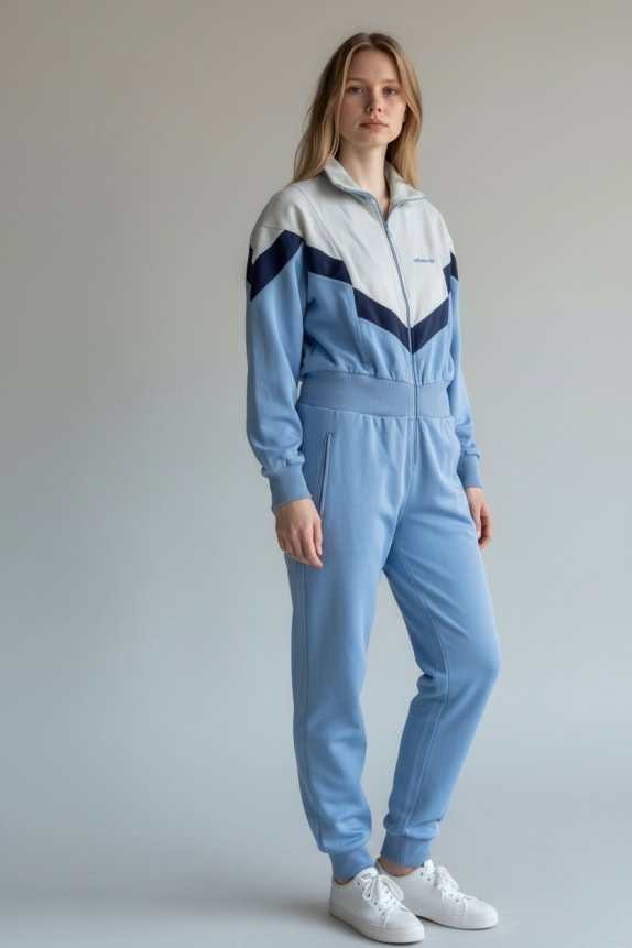 ADIDAS TUTA INTERA VINTAGE CON LOGO AZZURRO/GRIGIO UNISEX L