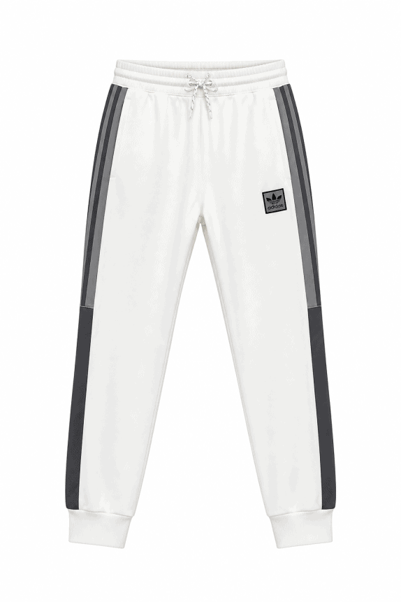 ADIDAS TRACK PANTS SPORTY WHITE MEN PRE OWNED L