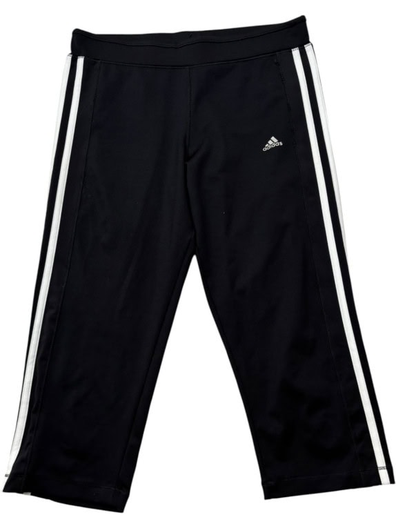 ADIDAS CAPRI TRACK PANTS SPORTSWEAR BLACK WOMENS PRE OWNED S