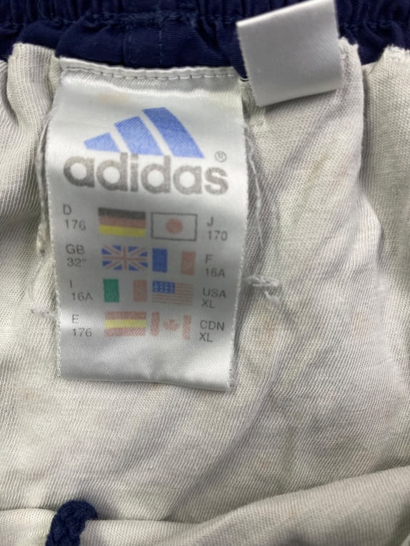 ADIDAS pantaloncini vintage con logo in rilievo blu da uomo XL