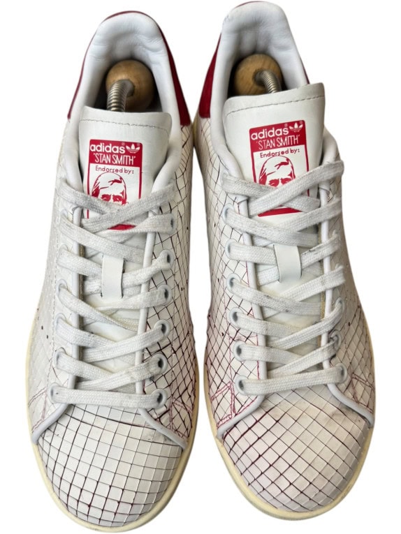 ADIDAS STAN SMITH SNEAKERS ΚΛΑΣΙΚΑ OFF WHITE ΚΟΚΚΙΝΟ UNISEX PRE OWNED EU 40