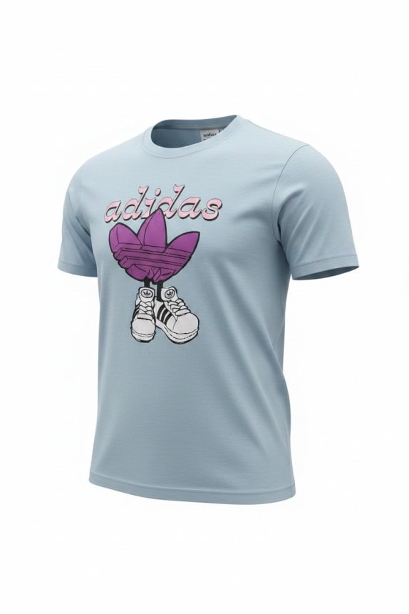 ADIDAS GRAPHIC TEE LIGHT BLUE MEN PRE OWNED M