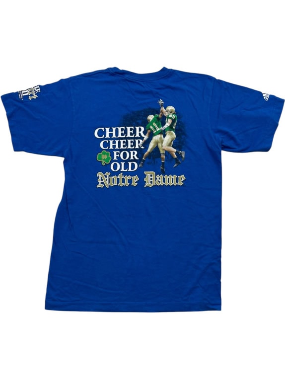 Adidas T-Shirt Notre Dame Football Big Logo Blu Unisex M