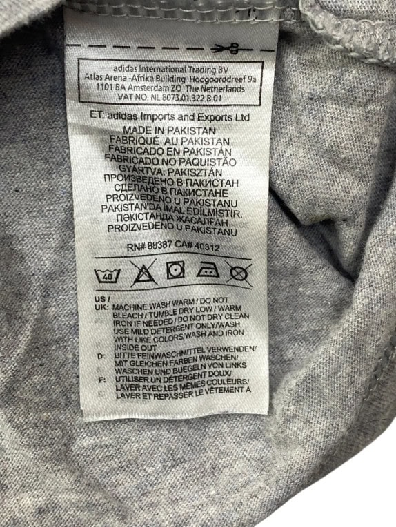 ADIDAS T SHIRT SPORTSWEAR GREY MENS PRE OWNED S