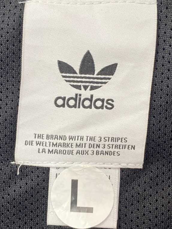 ADIDAS TRACK JACKET SPORTSWEAR BLACK WHITE MENS PRE OWNED L