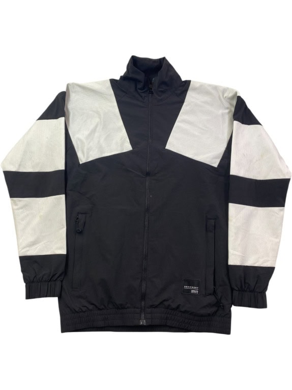 ADIDAS TRACK JACKET SPORTSWEAR BLACK WHITE MENS PRE OWNED L