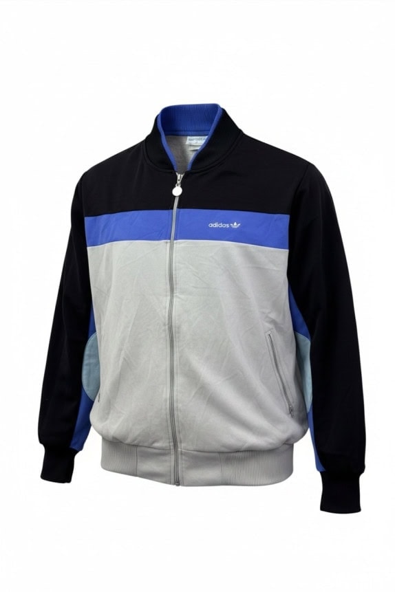ADIDAS TRACK JACKET VINTAGE SPORTSWEAR BLACK GREY BLUE MEN PRE OWNED