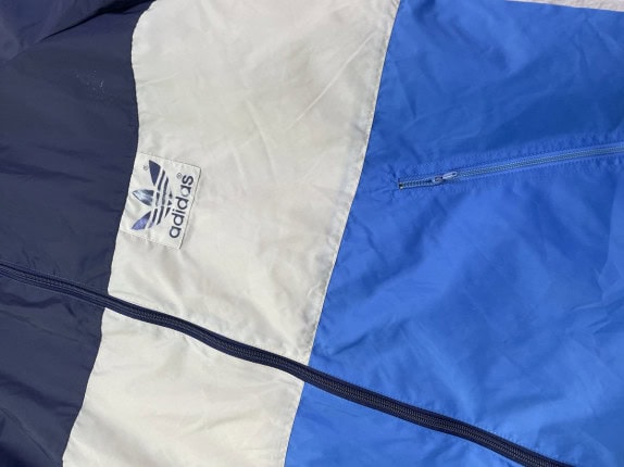 1983 ADIDAS WIND BREAKER SPORTSWEAR ΜΠΛΕ ΑΝΤΡΙΚΟ PRE OWNED L