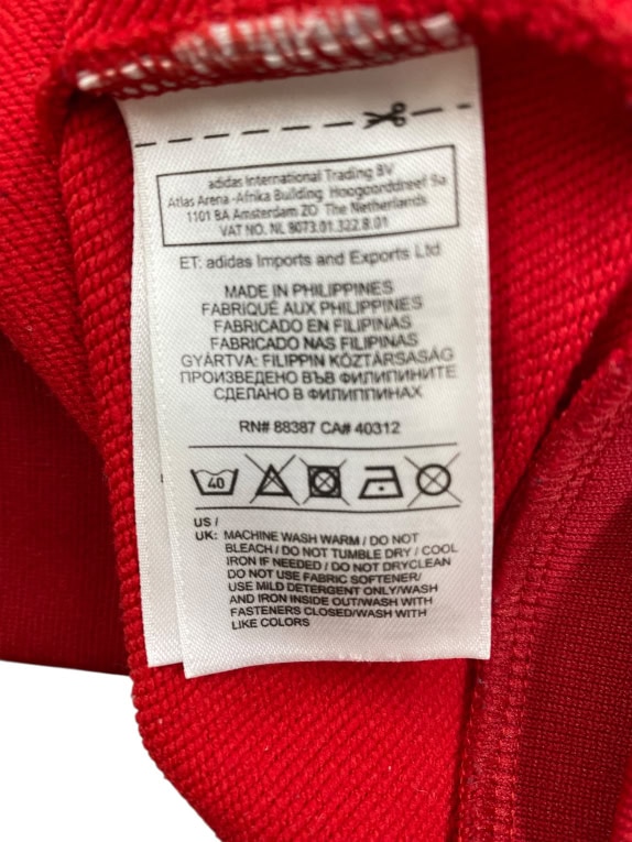 ADIDAS felpa con cappuccio rossa con dettagli gialli da uomo M