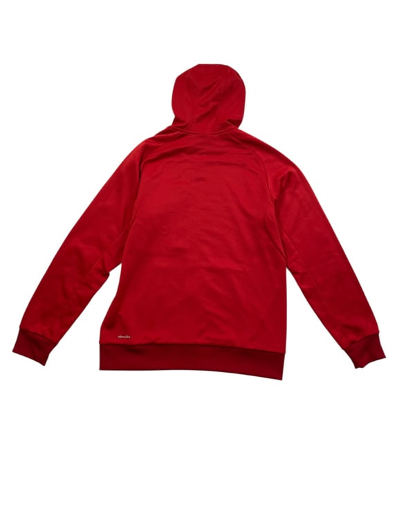 ADIDAS felpa con cappuccio rossa con dettagli gialli da uomo M