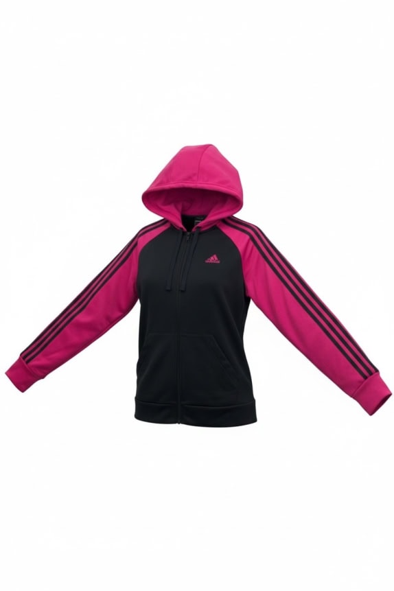 ADIDAS Felpa con cappuccio Logo 3-Stripes Nero Rosa Donna S
